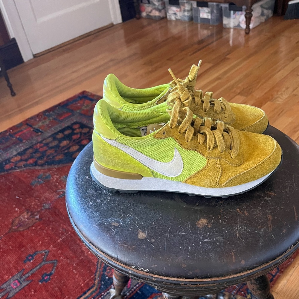 Nike Neon Yellow and Lime Green Suede Sneakers